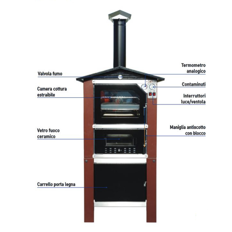 FORNO A LEGNA TAFER OPTIMUS 80 RAMATO O GRIGIO